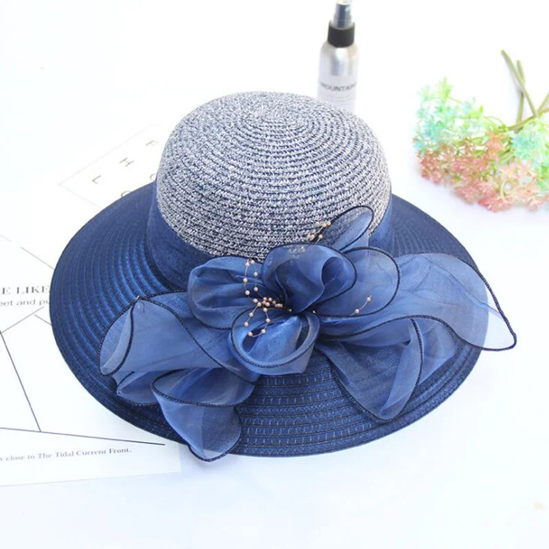 

2019 New Floral Wide Brim Summer Beach Hat Wheat Straw Women Sun hat For Vacation Holiday Caps Female H3
