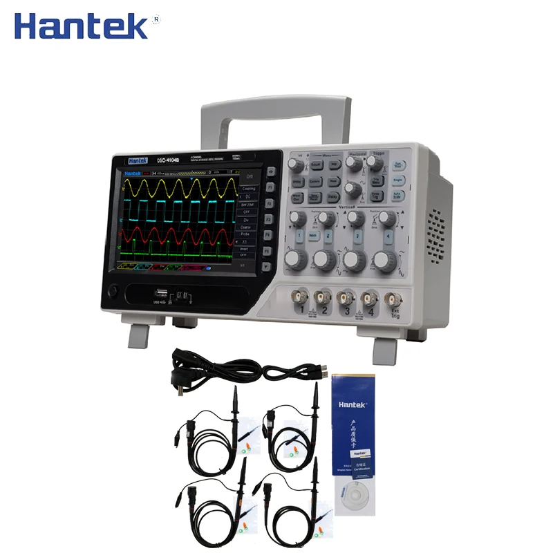 Hantek DSO4104B цифровая Банкетка с нишей Тип осциллографа 100 МГц 4 канала 500uV/div 1GSa/s " TFT lcd запись Длина 64K USB