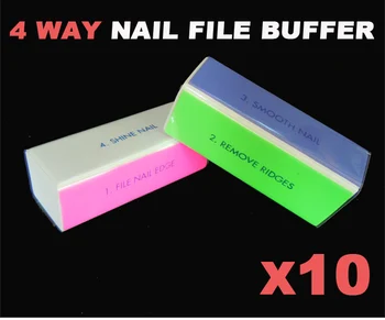 

NEW 4 Way Nail File Buffer Polish Smooth Manicure Tool 10pcs