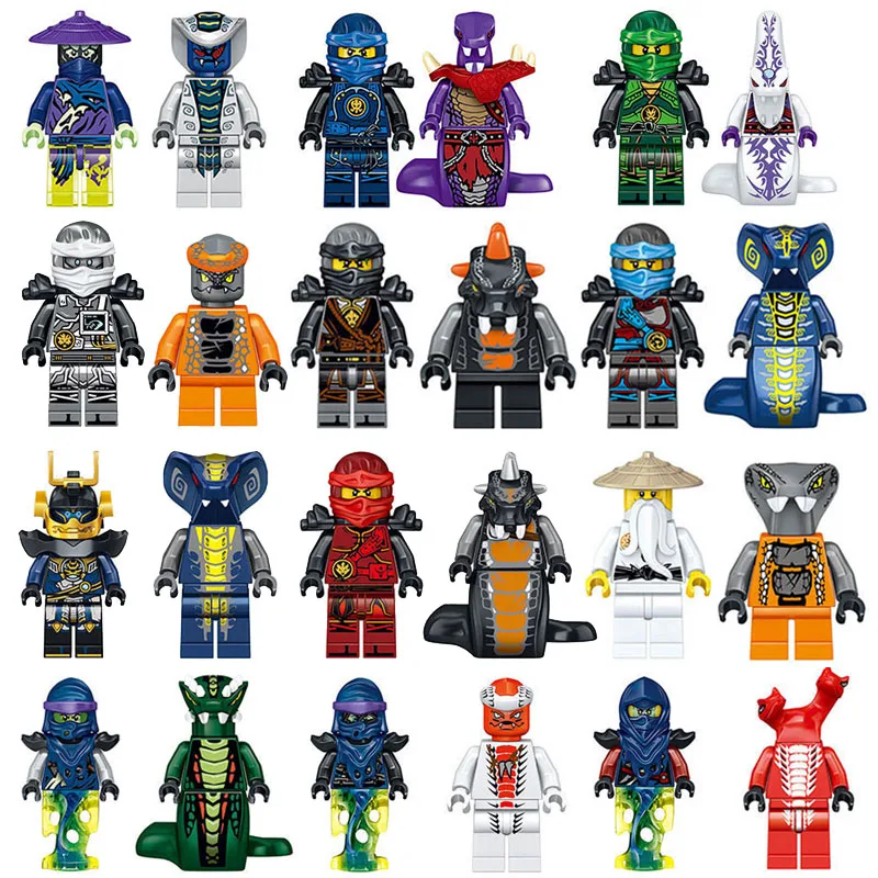 

24Pcs Compatible Legoing Ninjagoing Figures Lloyd Kai Zane Vermin Sensei Wu The Wei Snake Bronk Block Set Building Toy