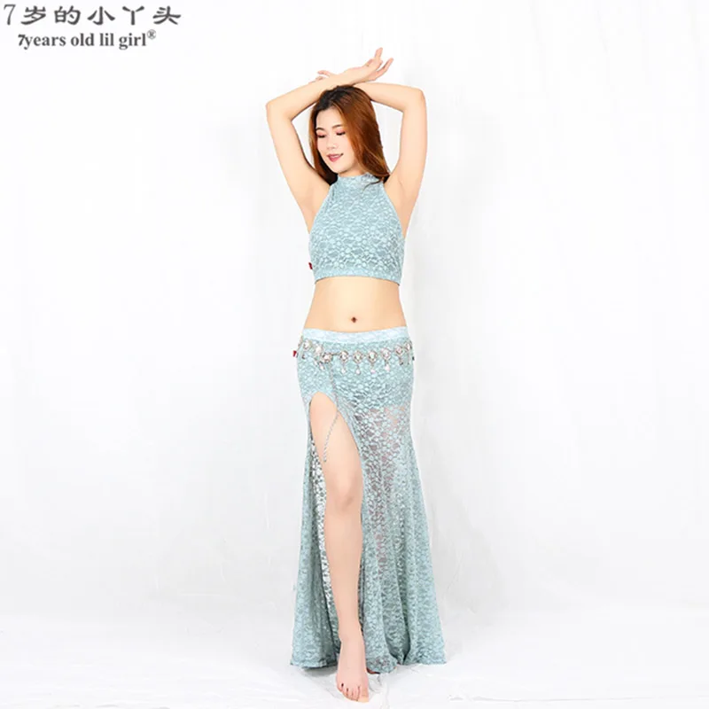 

lace belly dance costumes lace top+skirt 2pcs belly dance suit for women belly dance exercise suits CBB02