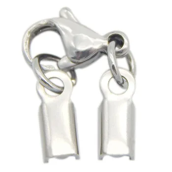 

10set/lot Stainless Steel End Caps Clasps Fit 3mm Cord Clips for DIY Flat Leather Bracelet Connector Findings Components B