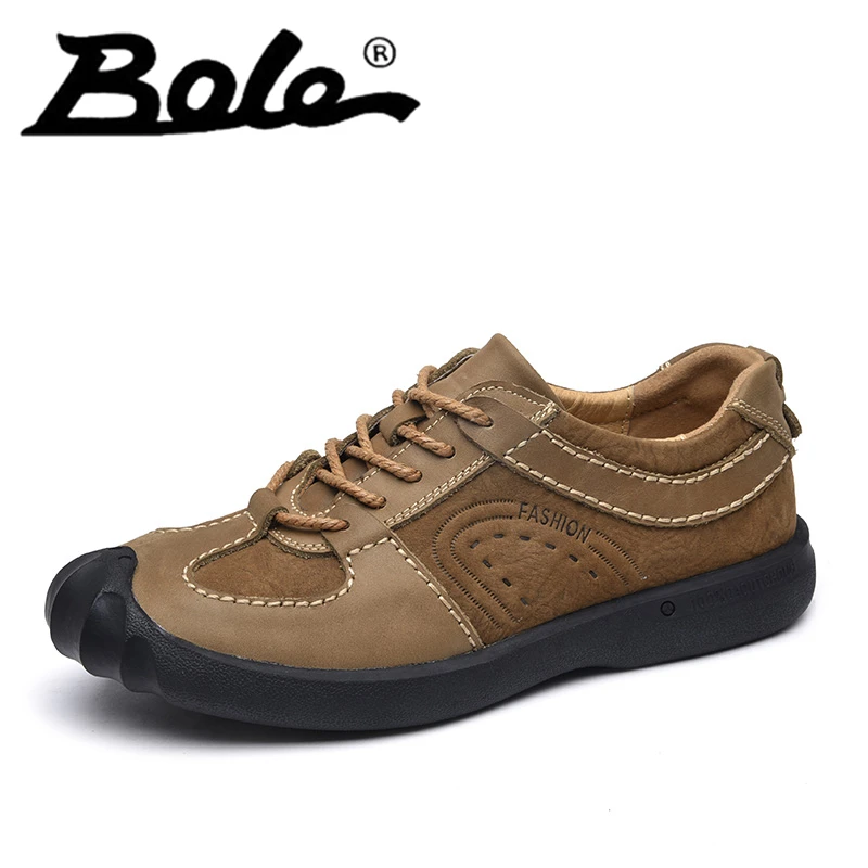 

New Style Men Genuine Leather Round Toe Lace Up Had Wearing Sewing Low Top Non Slip Men Shoes High Quality Casual Leather Shoes
