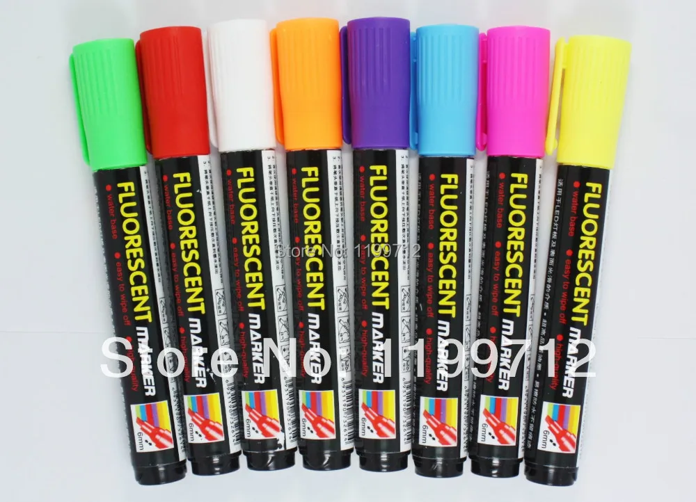 

DBBj 8 Pc / Set Highlighter Fluorescent Liquid Chalk Marker Pen For LED Board 6 mm