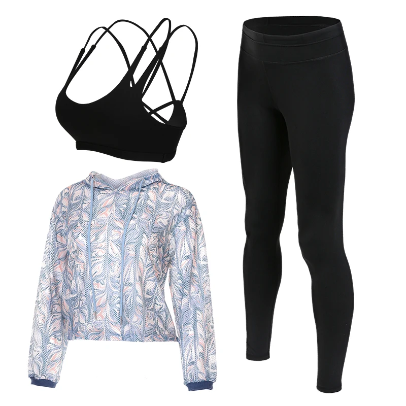 

2017 quick dry sport suit women yoga fitness set gym running sportswear 3 pieces shorts+bra+jacket leggings sport suits clothes