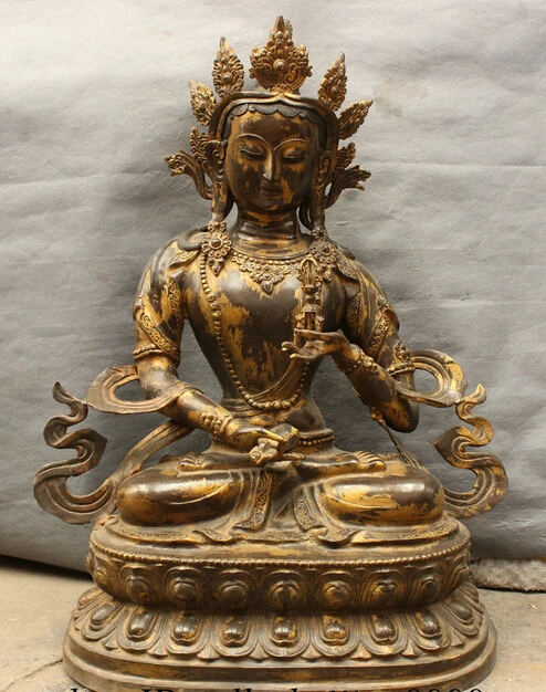 

JP S0606 26" Folk Tibet Bronze Gilt Temple Protect Vajra Vajradhara Buddha Statue Set Discount 35%