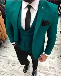 2018 последние зеленый твид с черные брюки для девочек для мужчин slim fit костюм свадьбы 3 шт. Masculino slim fit костюмы для мужчин