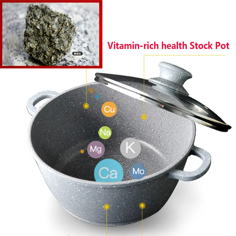 

Maifan stone coating soup pot Vitamin-rich health Handle Stock Pots Non-Stick Sauce Pot With GlassLid kitchen Cookware