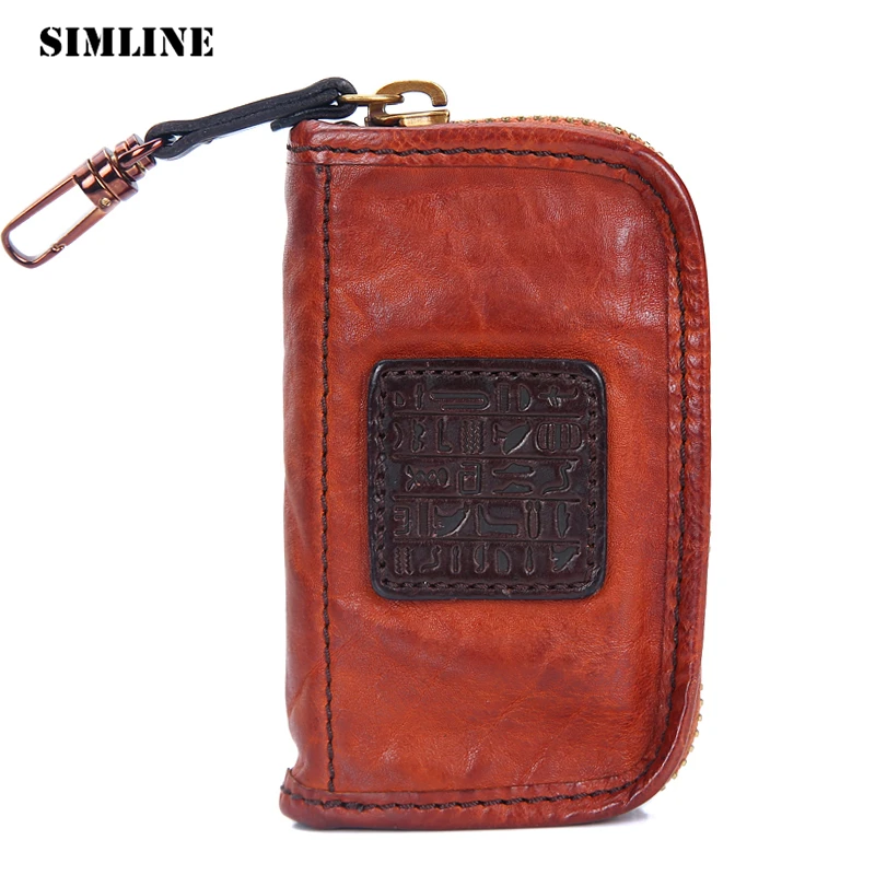 SIMLINE бумажник для ключей из натуральной кожи мужские винтажные Роскошные