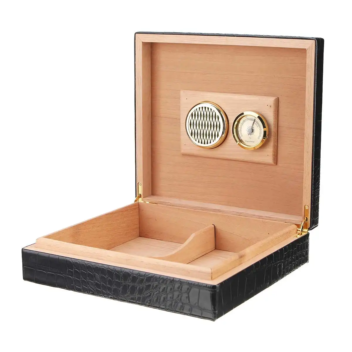 

20 Count Cedar Wooden Cigar Case Box Cigar Humidor Humidifier Hygrometer Portable Travel Moisture Meter Moisturizing Device