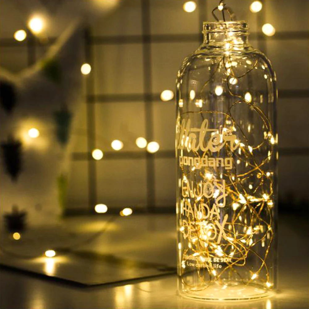 

2m 3m 4m Copper Wire Light Mini String Lights Fairy LED Garland Decoration For Christmas Wedding Party Battery Powered JL