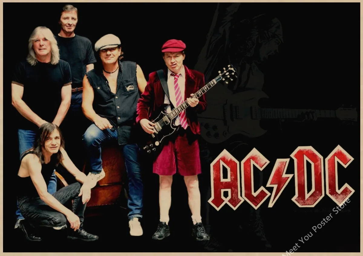 Плакат ACDC австралийская рок-группа ACDC Malcolm Angus ретро крафт-бумага плакат настенный стикер Гостиная Бар домашний паб кафе Декор A1