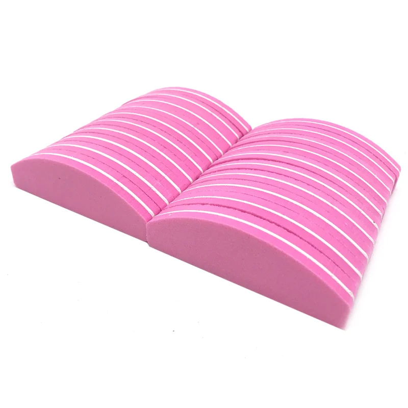 

100 X Pink Half Moon Nail File Buffer 100/180 Trimmer Buffer Sanding Files lime a ongle Manicure Pedicure Tips Gel Min Nail File