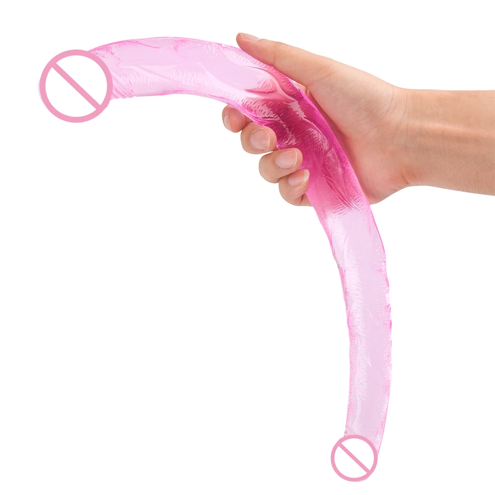 Silicone 16.5 Inch Long Double Dildo Soft Jelly Double Ended Penis Artificial Lesbian Double Penetration Dick Sex Toys for Woman