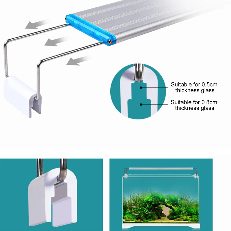 

Aquarium LED Lighting 18-48cm High Quality Fish Tank Lamp With Extendable Brackets White And Blue LEDs Fits for Aquarium