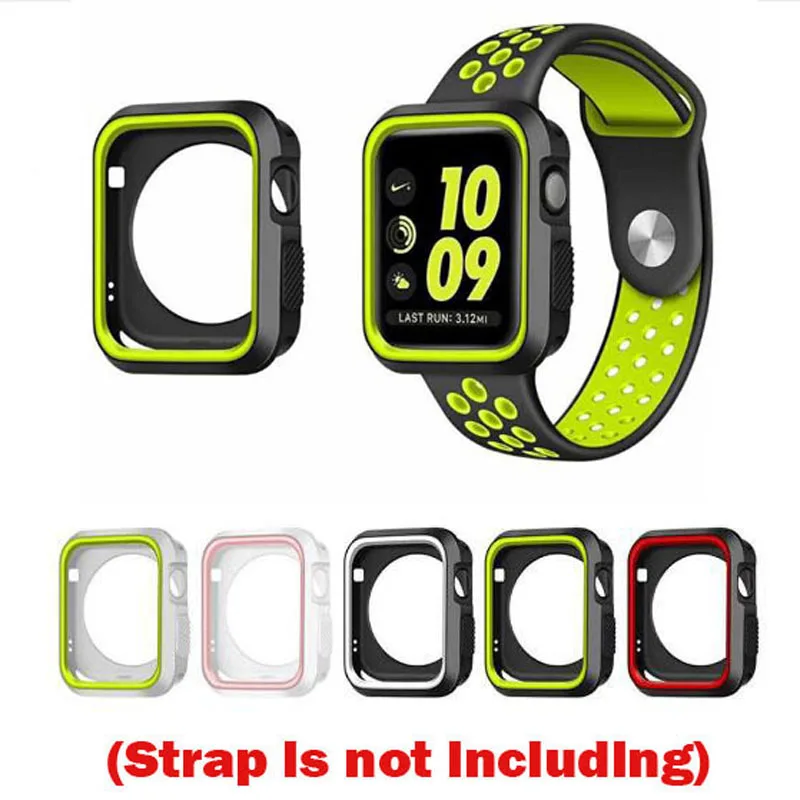 

Silicone TPU Soft Case Full Shell Frame For iwatch Apple Watch Series 1&2&3 38mm 42mm Sport Strap Screen Protector Bumper Cover