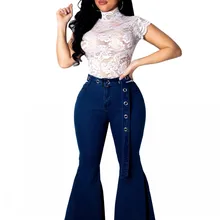 Новое поступление модные женские потертые джинсы с рукавами на шнуровке с карманами с высокой талией джинсовые длинные брюки повседневные джинсы-карандаши