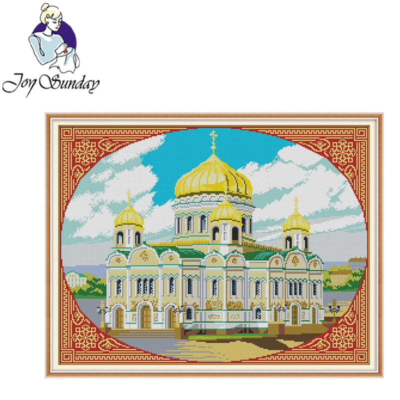 

Joy Sunday,Church,cross stitch embroidery set,printing cloth embroidery kit,cross stitch needlework,Scenery pattern cross stitch
