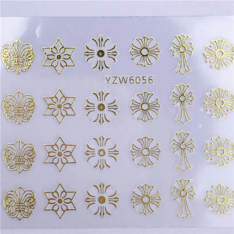 FWC блестящие 3D золотые наклейки для ногтей с золотым блеском, клеящиеся цветы, лоза для маникюра, смешанные наклейки для ногтей - Цвет: YZW6056