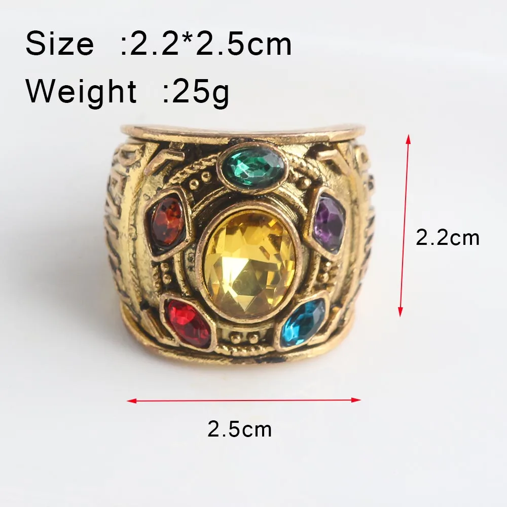 SG New Gold Thanos Infiniter Power Gauntlet Crystal Rings Avengers 3 Infinity War The Space Stone Girl Women Boys Cosplay Ring