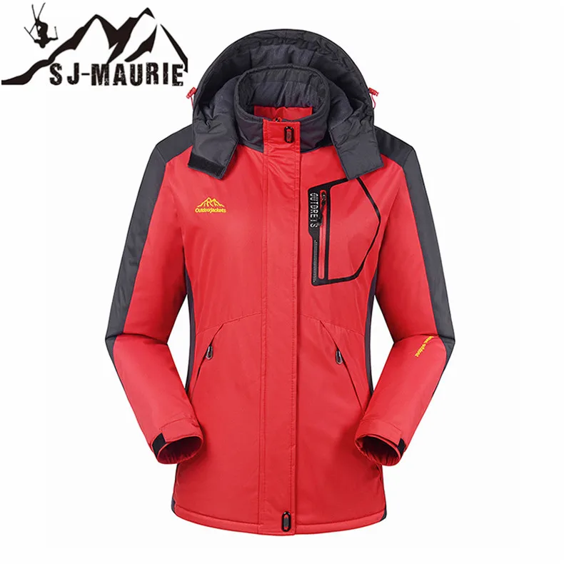 Женские лыжные куртки, ветрозащитные водонепроницаемые зимние теплые флисовые уличные спортивные куртки для катания на лыжах и сноуборде, женские походные пальто - Цвет: Красный