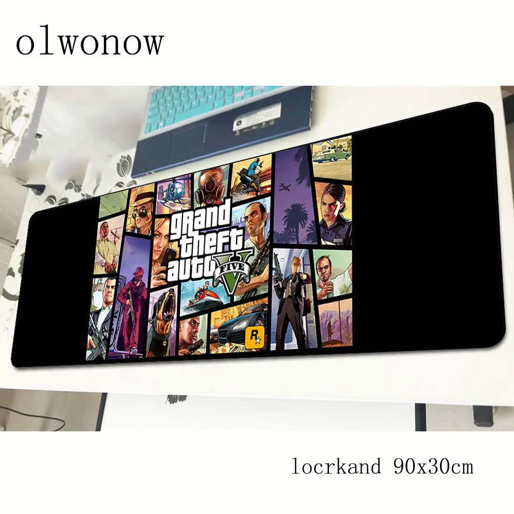 Коврик для мыши gta с закрытыми краями компьютерный геймер коврик 90x30 см высокого