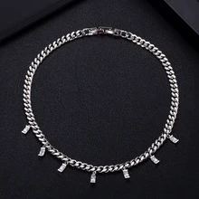 Jankely популярный AAA кубический цирконий багет Тяговая цепь ожерелье для женщин Регулируемая длина трендовые Геометрические Ожерелья