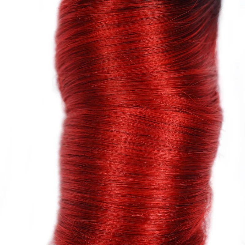 Натуральные волосы 99J красный бордовый комплект s с закрытием перуанские волосы свободные глубокая волна 3 Омбре комплект с закрытием Pinshair