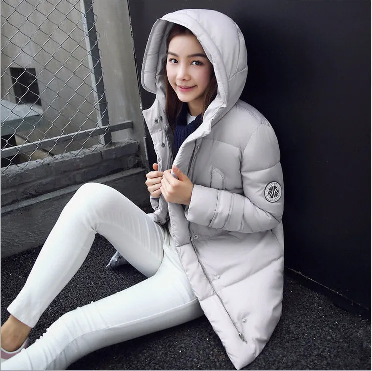2017 winter new Korean version of Slim thin big yards long down padded jacket women cotton