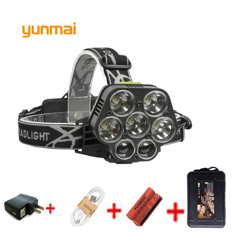 Yunmai USB 20000LM 5 * Новый xml T6 + 2XPE налобный фонарь осветительный для рыбалки аккумулятор