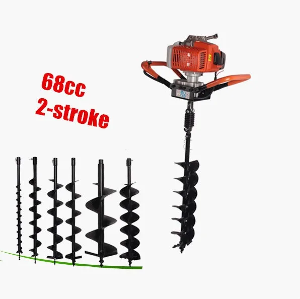 Инструмент для земляных работ буровой станок вращательно-шнекового бурения шнека небольшой заземления шнека 68CC бензин копания отверстие 150 мм бит