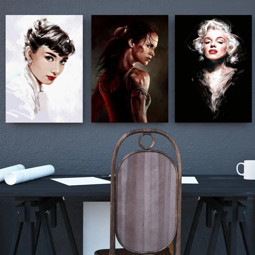 

Audrey Hepburn Marilyn Monroe Angelina Jolie Wall Art Canvas Painting Nordic Posters And Prints Wall Pictures For Living Room