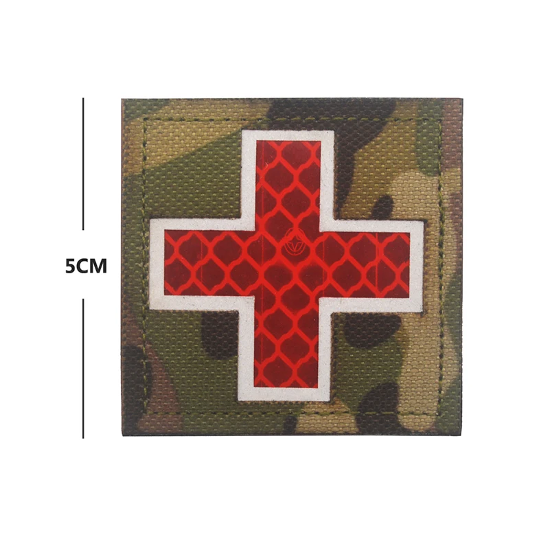 Reflective Medic Red Cross EMT Star of Life Embroidery Patch Military Morale Patches Tactical Emblem Applique Embroidered Badges