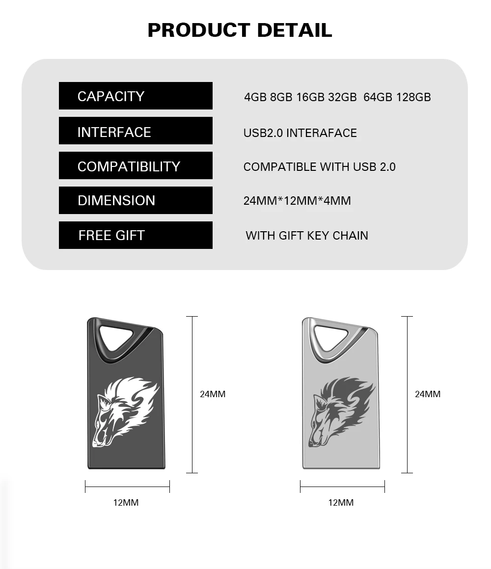 HoT WOLF usb flash 8 ГБ 16 ГБ 32 ГБ 64 Гб 128 ГБ флеш-накопитель usb Высокоскоростной флеш-накопитель mini USB с подарочным брелоком