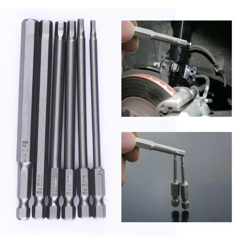 

6pcs 100mm 1/4 Inch Hex Shank Magnetic Hexagon Head Screwdriver Bit Set H2.5 H3 H4 H5 H6 H8 Drill for Electric/Hand Screwdrivers