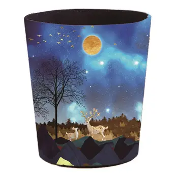 

7L Waterproof Leather Trash Bin Waste Container Garbage Can Creative Golden Moon Home Bedroom Kitchen Garbage Bins New