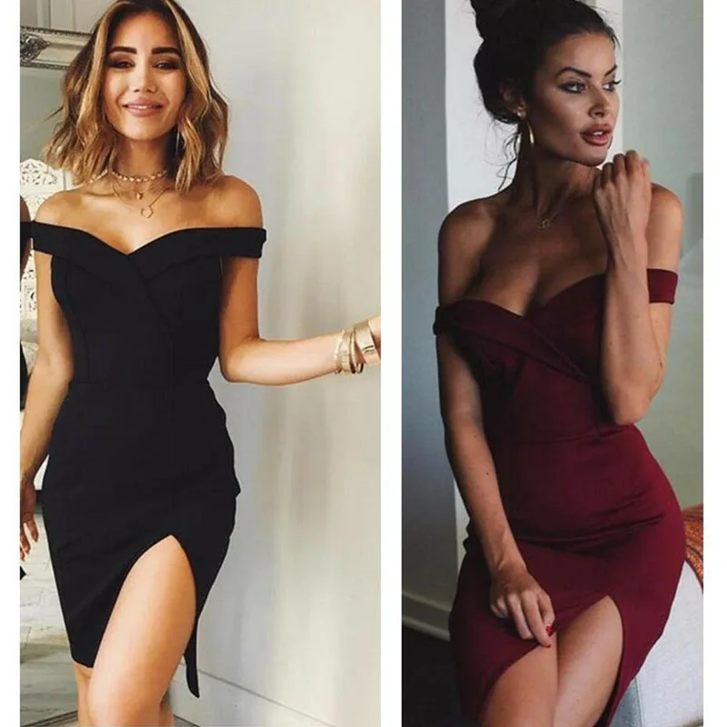 

Summer Sexy Black Strapless Party Dress elegant Slim Ladies Dresses Off Shoulder Plus Size Women XXXL
