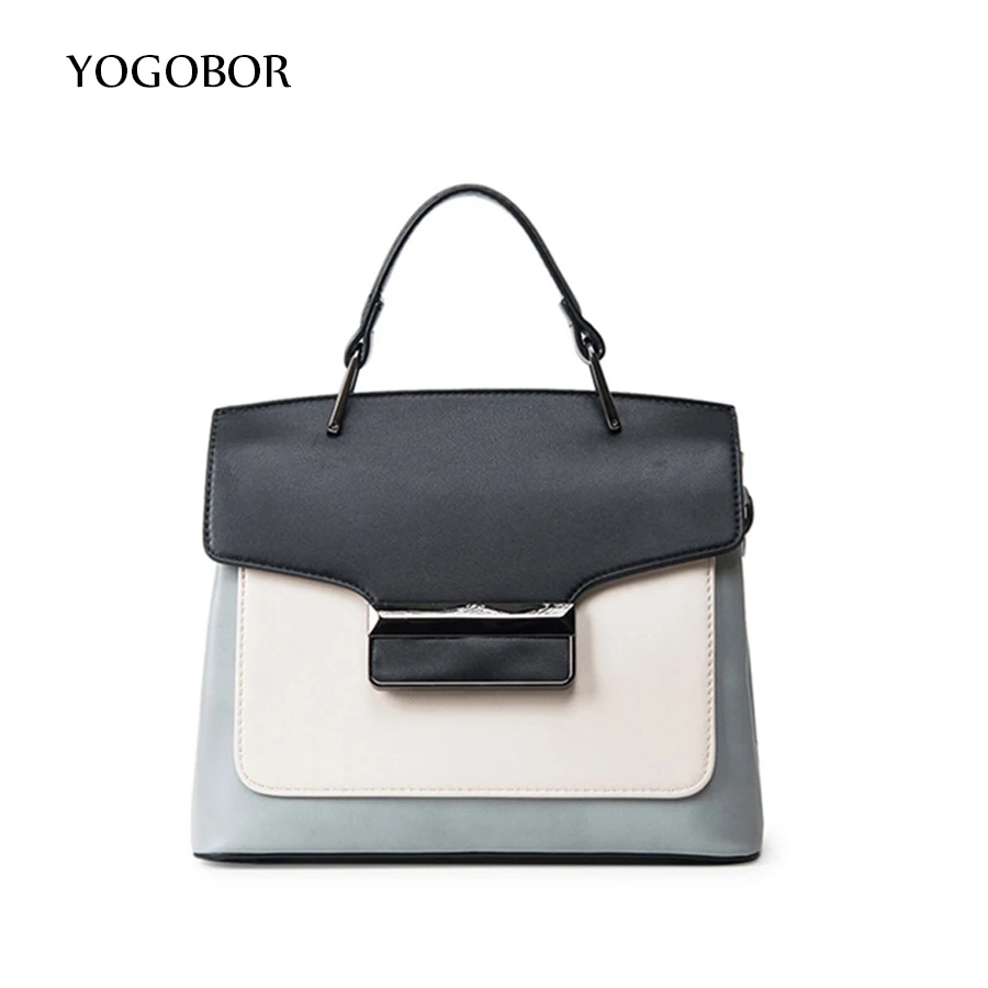

YOGOBOR Black Gray Blue Hasp Women's Handbag with Hard Botton Fashion Casual Girls Top-Handle Messenger Bag Women Shoulder Bag