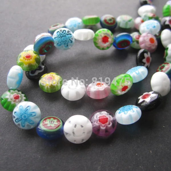 

6 8 10 12mm Lampwork Glass Beads Flower loose beads Round Flat Mix color for jewelry making
