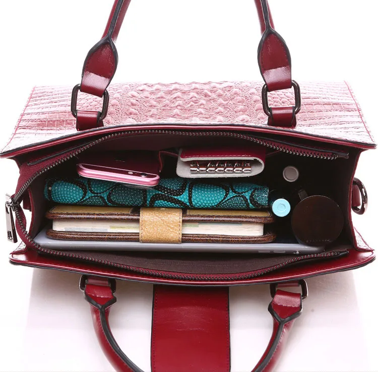 Crocodile Pattern Genuine Leather Bag Women Shoulder Bags Luxury Handbags Women Bags Designer Famous Brands High Quality Crocodile Pattern Genuine Leather Bag Women Shoulder Bags Luxury Handbags Women Bags Designer Famous Brands High Quality