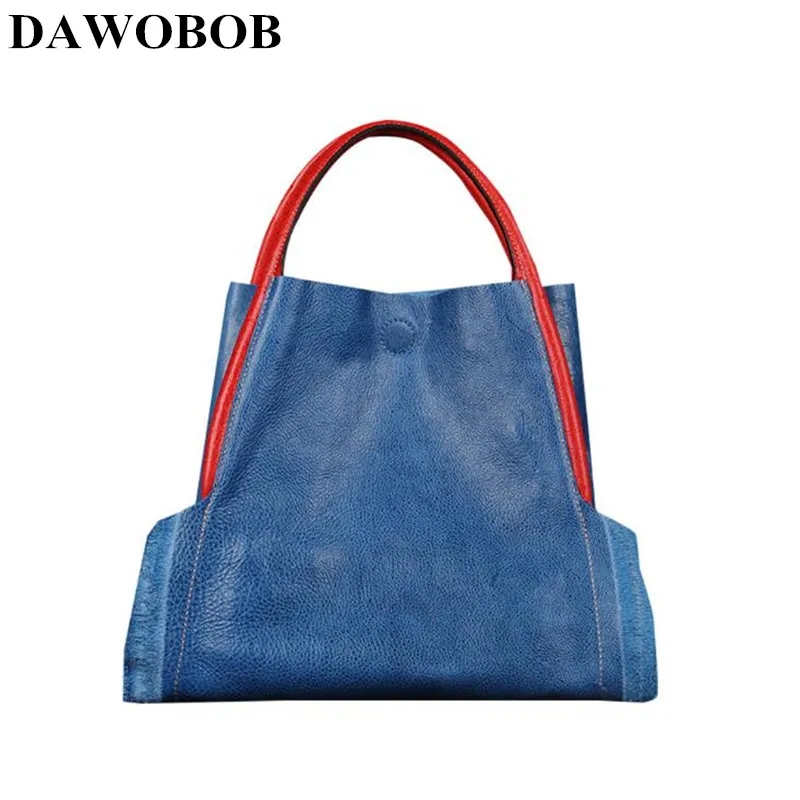 

The new Europe style women's casual retroTote Bag lady fashion genuine leather Hobos Handbag lady