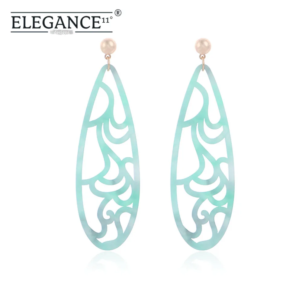 

Elegance Green Acetic Acid Earring Big Long Oval Pendant Carved Acrylic Earrings for Women Bohemian Jewelry Gift for Girls