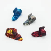 Celluloid Finger Guitar Pick Mediator 1 Thumb 3 Fingerpicks Shell Plectrum – Color Random