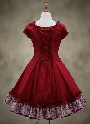 (LLT036) Lolita Dresses Short Sleeve Sweet Lolita Short Dress Ball Gown Fancy Prom Dress Halloween Party Masquerade Costume