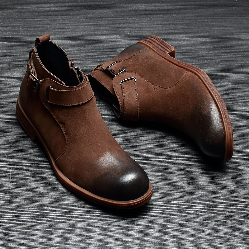 Chelsea Del Todo Hombre Altos brown Negro Botas Genuino fósforo Para Hombres Vaquero De Vaca Vestido Zapatos Cuero Invierno Los Otoño xqCwv80PC