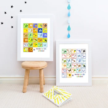 

Colorful Dutch Alphabet With Animals Nursery Wall Art Canvas Painting Netherlands Education Posters and Prints Kids Room Decor