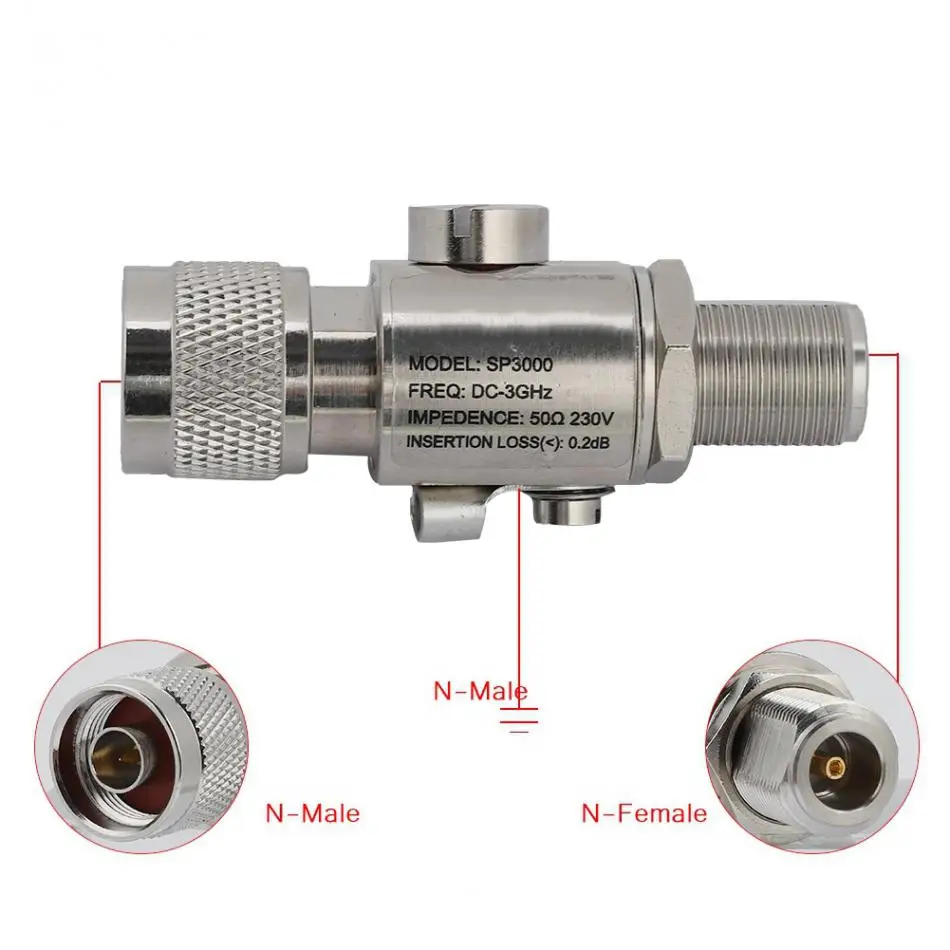 N Мужской к N Женский коаксиальный Lightning стабилизатор напряжения все полосы защиты DC3GHz стабилизатор напряжения