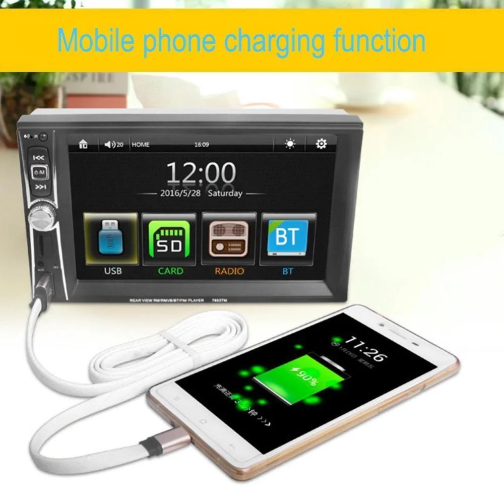 

Vehemo 7018B Double 2 Din Car Video Player 7 inch Touch Screen Multimedia player MP5 Player USB FM Bluetooth Reversing Display