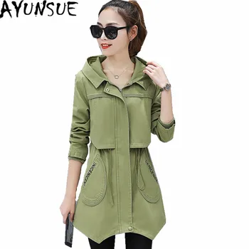 

AYUNSUE Spring Trench Coat 2020 Korea Style Slim Ladies Coats Hooded Trench Female Outwear Casual Student Casaco Feminino WXF183