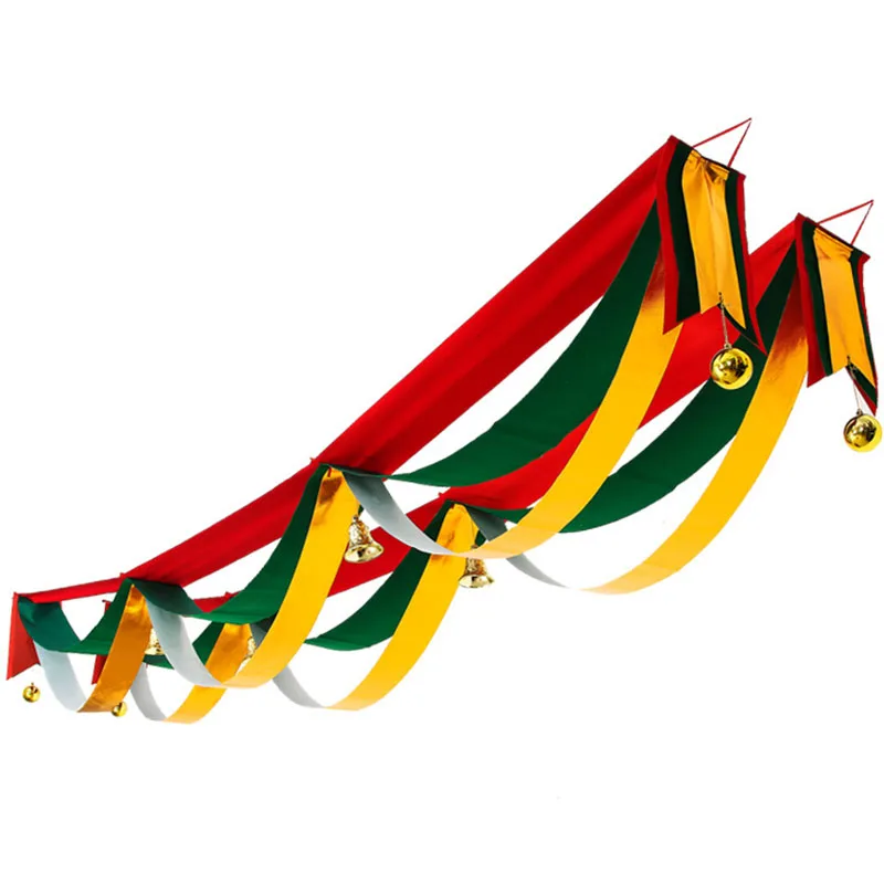 Christmas Decor Banner Three-layer Wave Pull Flag New Year Party Decor Santa Parachute Drop Flags Christmas Pendant Ornaments2